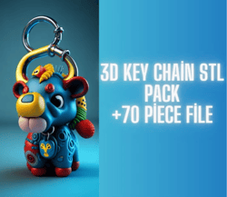 3d key chain stl pack,70 pieces file,3d animal,cartoon characters,cars... stl file,digital dowland,3d printed