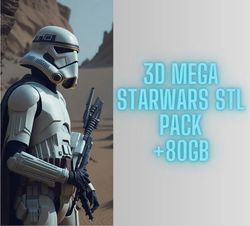 3d mega starwars stl pack,80gb file, contains extra starwars rings, trophies,masks and builnding,..