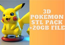 3d pokemon stl pack,3d print pikachu, charmender, squirtle, bulbasaur, eevee models,pokemon files for 3d printers,20gb