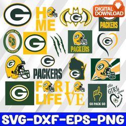 bundle 19 files green bay packers football team svg, green bay packers svg, nfl teams svg, nfl svg, png, dxf, eps, insta