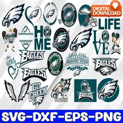 bundle 26 files philadelphia eagles football team svg, philadelphia eagles svg, nfl teams svg, nfl svg, png, dxf, eps, i