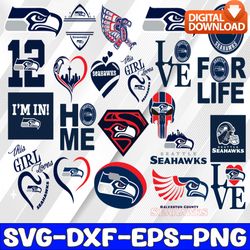 bundle 22 files seattle seahawks football team svg, seattle seahawks svg, nfl teams svg, nfl svg, png, dxf, eps, instant