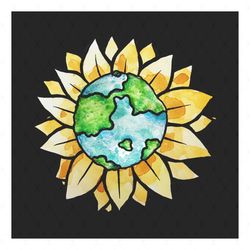 sunflower earth day svg, flower svg, drawing sunflower svg, earth day svg, green earth svg, birthday gift svg, gift for