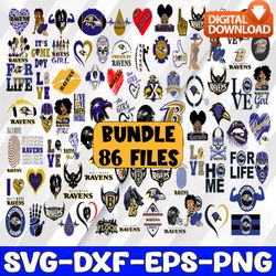 bundle 86 files baltimore ravens football team svg, baltimore ravens svg, nfl teams svg, nfl svg, png dxf,eps, instant d