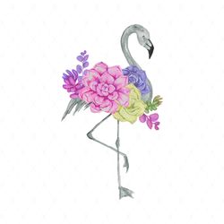 watercolor flamingo with exotic flowers svg, flower svg, flamingo svg, exotic flowers svg, birthday gift svg, gift for g