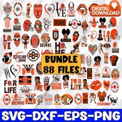 bundle 88 files cleveland browns football team svg, cleveland browns svg, nfl teams svg, nfl svg, png, dxf, eps, instant