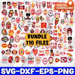 bundle 110 files kansas city chiefs football team svg, kansas city chiefs svg, nfl teams svg, nfl svg, png, dxf, eps, in