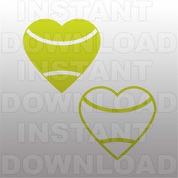tennis svg file,tennis ball svg,tennis ball heart svg -vector art for commercial & personal use,svg cut file for silhoue