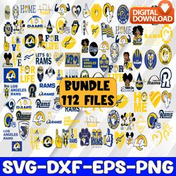 bundle 112 files new los angeles rams football team svg, new los angeles rams svg, nfl teams svg, nfl svg, png, dxf, eps