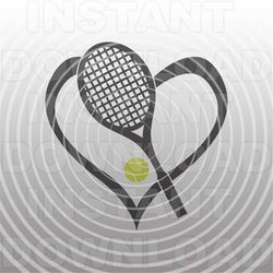 tennis racket with heart svg file,tennis ball svg file, -vector clip art for commercial & personal use- cricut,cameo,sil