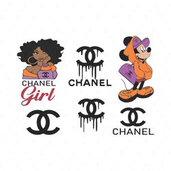 chanel logo bundle svg, brand svg, chanel svg, chanel girl svg, mickey mouse svg, chanel brand svg, dripping chanel logo