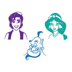Aladin, Jasmine and Genie svg