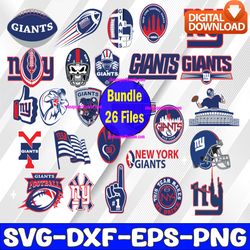 bundle 26 files new york giants football team svg, new york giants svg, nfl teams svg, nfl svg, png, dxf, eps, instant d