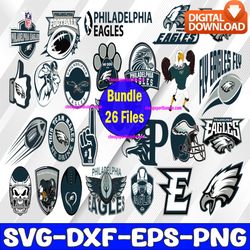 bundle 26 files philadelphia eagles football team svg, philadelphia eagles svg, nfl teams svg, nfl svg, png, dxf, eps, i