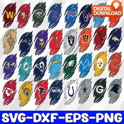 32 files scratch with nfl teams bundle svg, nfl team svg, football svg, png, jpg, eps