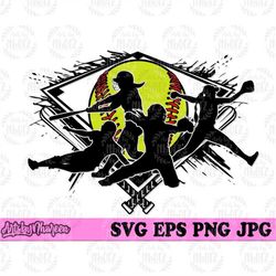 softball player scene svg, sports mom life cut file, ball life clipart, player sister t-shirt design png, softball jpeg