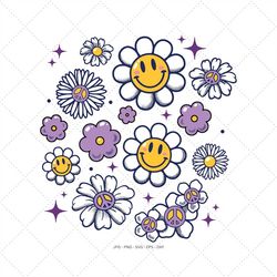 smiley face png, retro daisy svg,
