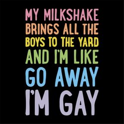 my milk shake brings, all the boys to the yard, and i'm like go away, i'm gay, racer back tank, look human, svg png, dxf
