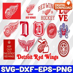 bundle 14 files detroit red wings hockey team svg, detroit red wings svg, nhl svg, nhl svg, png, dxf, eps, instant downl