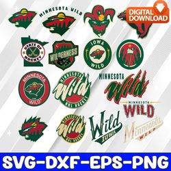 bundle 16 files minnesota wild hockey team svg, minnesota wild svg, nhl svg, nhl svg, png, dxf, eps, instant download