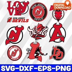 bundle 10 files new jersey devils hockey team svg, new jersey devils svg, nhl svg, nhl svg, png, dxf, eps, instant downl