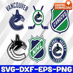 bundle 6 files vancouver canucks hockey team svg, vancouver canucks svg, nhl svg, nhl svg, png, dxf, eps, instant downlo