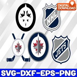 bundle 5 files winnipeg jets hockey team svg, winnipeg jets svg, nhl svg, nhl svg, png, dxf, eps, instant download