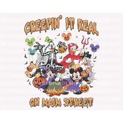 creepin it real on main street png, halloween png, halloween pumpkin png, spooky png, skeleton png, trick or treat, hall