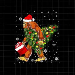 bigfoot carrying christmas tree png, bigfoot christmas tree png, bigfoot xmas tree png, bigfoot santa hat png