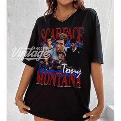 scarface tony montana shirt, movie shirt, classic 90s graphic tee, unisex, vintage bootleg, gift, retro