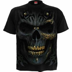 new spiral direct black gold men's t-shirt/tribal/skull/gold/reaper/skulls/game/top