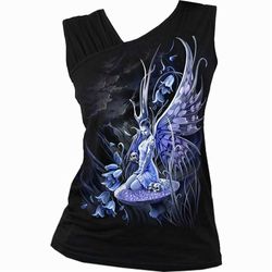 spiral direct bluebell faerie gathered shoulder slant vest faerie gothic sweet top