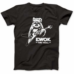 ewok and roll guitar funny t-shirt gift present star rock metal top tee