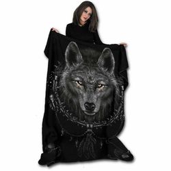 spiral direct wolf dream fleece blanket gift/dream cather/goth/throw blanket