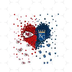 kansas city chiefs and kansas city royals heart svg, sport svg, kansas city chiefs svg, chiefs svg, kansas city royals s