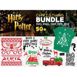 harry potter christmas svg bundle! celebrate the holidays at hogwarts . 50 /
