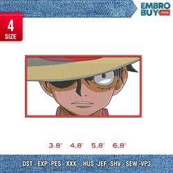 luffy one piece rectangle / anime embroidery design/ anime design/ embroidery pattern/ design pes dst vp3  format