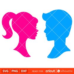 barbie & ken head bundle svg, barbie doll svg, girly pink svg, retro svg, cricut, silhouette vector cut file