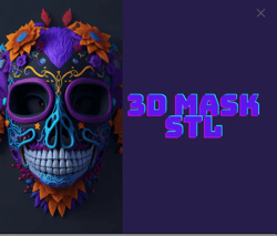 3d mask stl file,catrina mask,alternative mask for halloween,digital download,awesome design mask