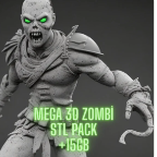 3d mega zombie stl pack,skeleton warrior stl file models for 3d print,zombie superheroes, warriors, pirates...digital do