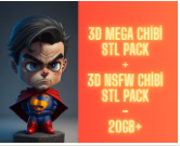 3d mega chibi stl pack,3d nsfw chibi pack,20gb,stl package consisting of various characters and objects,121 pcs,3d print