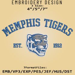 memphis tigers embroidery design, ncaa logo embroidery files, ncaa tigers, machine embroidery pattern