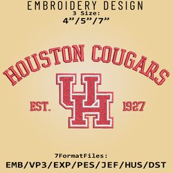 houston cougars embroidery design, ncaa logo embroidery files, ncaa houston cougars, machine embroidery pattern