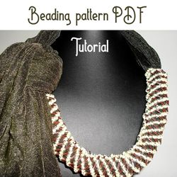 beading pattern pdf. necklace tube on scarf. seed bead pattern pdf. tutorial step by step