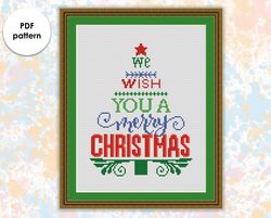 Christmas cross stitch pattern CH001 xmas tree- holidays cross stitch pattern, xstitch chart PDF, lettering embroidery