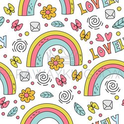 rainbow comic cartoon seamless pattern vector illustration