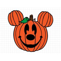 Mickey Pumpkin Head Svg, Halloween Pumpkin Mouse Head Svg, Trick Or Treat Svg, Spooky Vibes Svg, Svg, Png Files For Cric