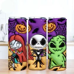 inflated cartoon halloween tumbler design png, 3d spooky vibes tumbler wrap, 20oz sublimation, 3d nightmare scary tumble