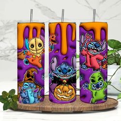 inflated cartoon halloween tumbler design png, 3d spooky vibes tumbler wraps 20oz skinny sublimation digital downloads 3