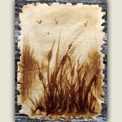 aceo paintings original painting ats map coffee drawing miniature painting swamp